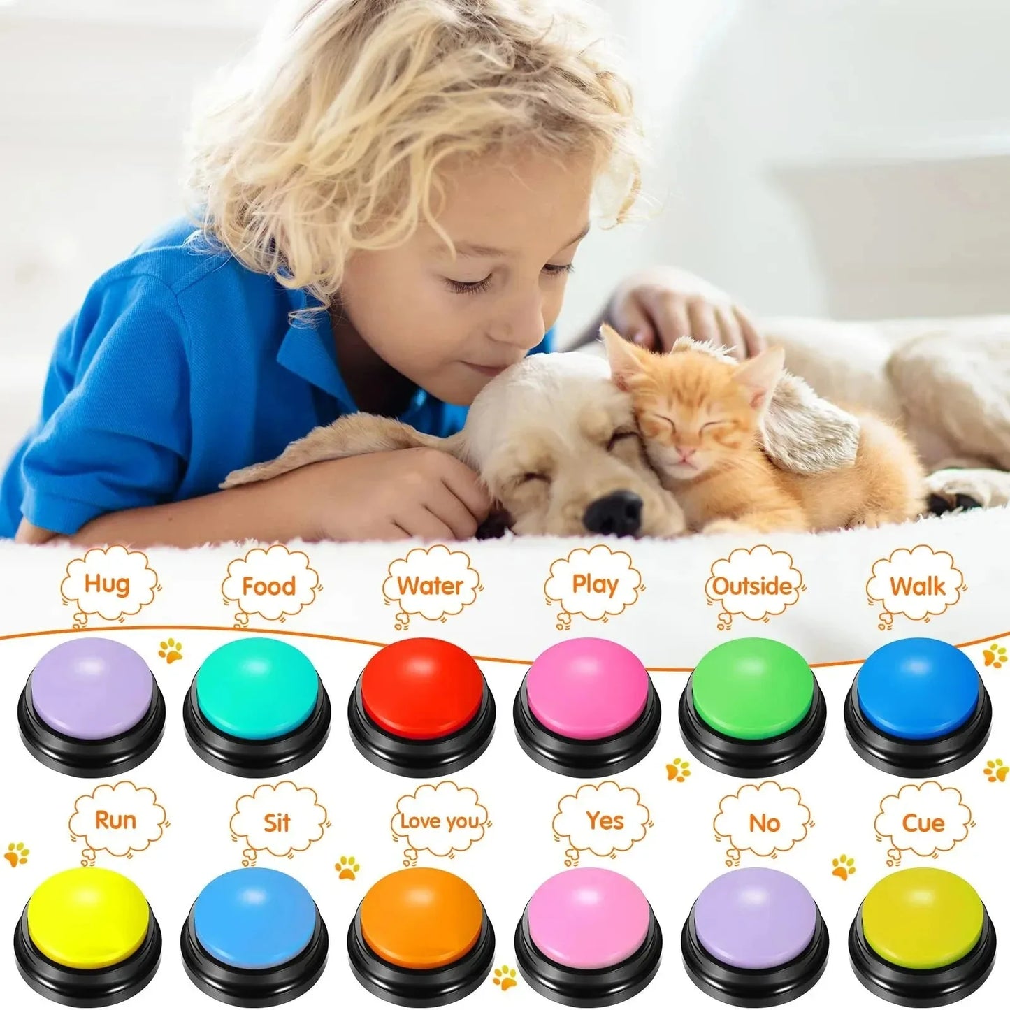 Dog Communication Buttons - Voice Recording Buzzer for Pet Training