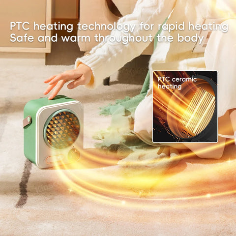 KINSCOTER Portable Electric Heater for Indoor Use, 1000W Space Heater, Fast Heating Fan for Home and Office
