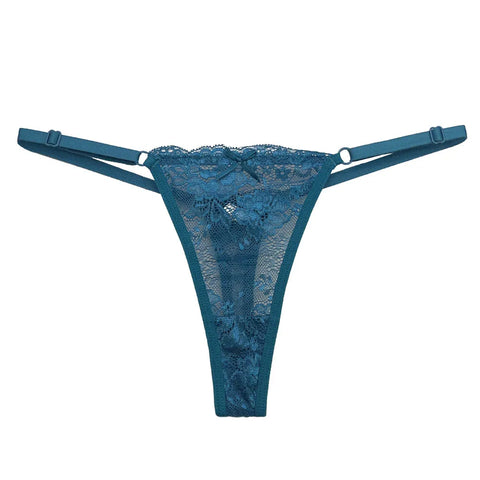 5 PCS Set Adjustable Waistband Sexy Lace Thongs for Women - Transparent G-string Panties