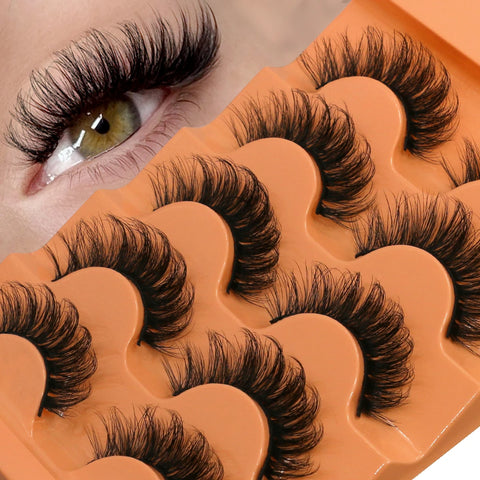 GROINNEYA 5 Pairs Fluffy Eyelashes
