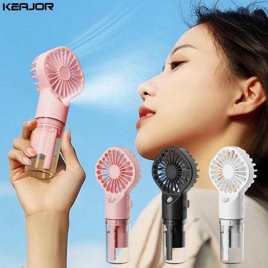 Portable Mini Handheld Nebulizer Fan - Rechargeable USB Cool Mist Cooler for Outdoor Travel
