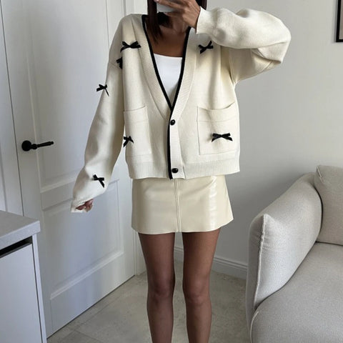 TARUXY Strikgebreide Cardigan voor Dames - Gezellige V-hals Losse Trui Jas voor Herfst &amp; Winter Mode