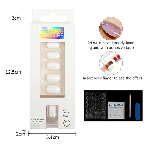 Short Full Press on Nails Set - 24 Pcs