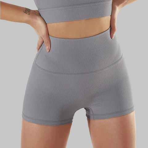 SOISOU Ribstof Yoga Shorts met Hoge Taille voor Dames