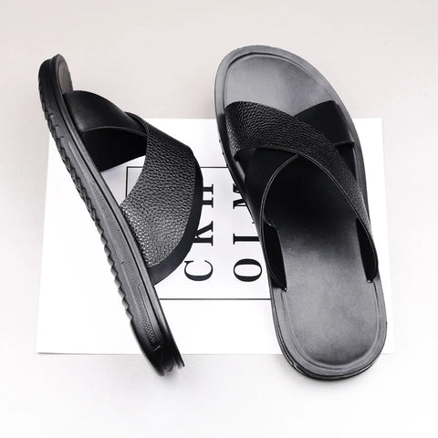 Men's Fashion Casual Leather Slides