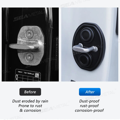 SEAMETAL 4pcs Silicone Car Door Lock Buckle Mute Cushion