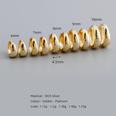 WANTME 925 Sterling Silver Wide Huggies Gothic Hoop Earrings