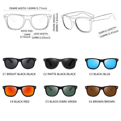 Klassieke vierkante gepolariseerde zonnebril - Retro zwarte UV400 unisex anti-reflecterende zonnebril