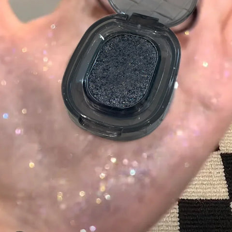 Glitter Punk Smoky Black Eyeshadow Palette - Metallic Dark Silver & Pearl Brown Shades