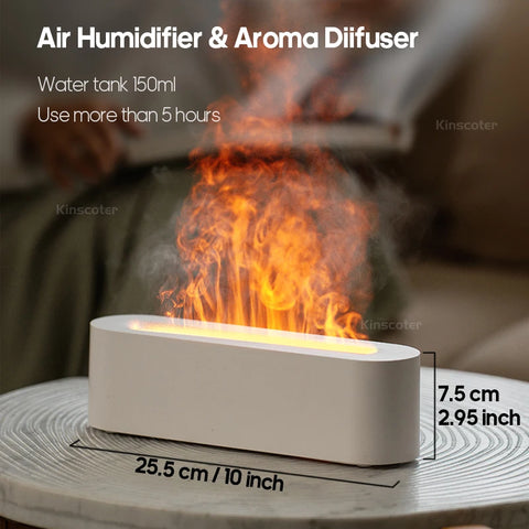 KINSCOTER Essential Oil Aroma Diffuser with Realistic Flame Effect and RGB Night Light