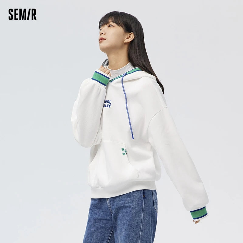 Semir 2024 Women's Contrasting Color Hooded Sweatshirt