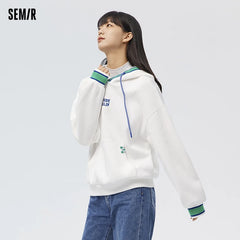 Semir 2024 Women's Contrasting Color Hooded Sweatshirt
