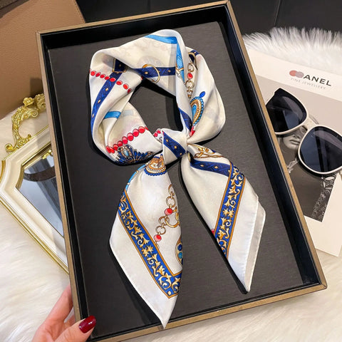Luxury Horse Print Silk Neck Scarf for Women