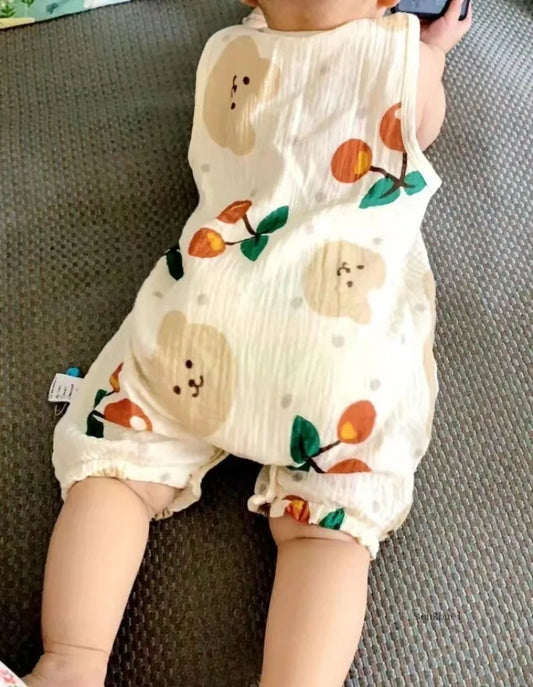 Summer Baby Girls Romper Cartoon Bear Jumpsuit