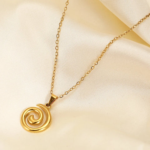 DGIDDK Stainless Steel Spiral Pendant Necklace for Women - Trendy Jewelry for Parties and Commuting