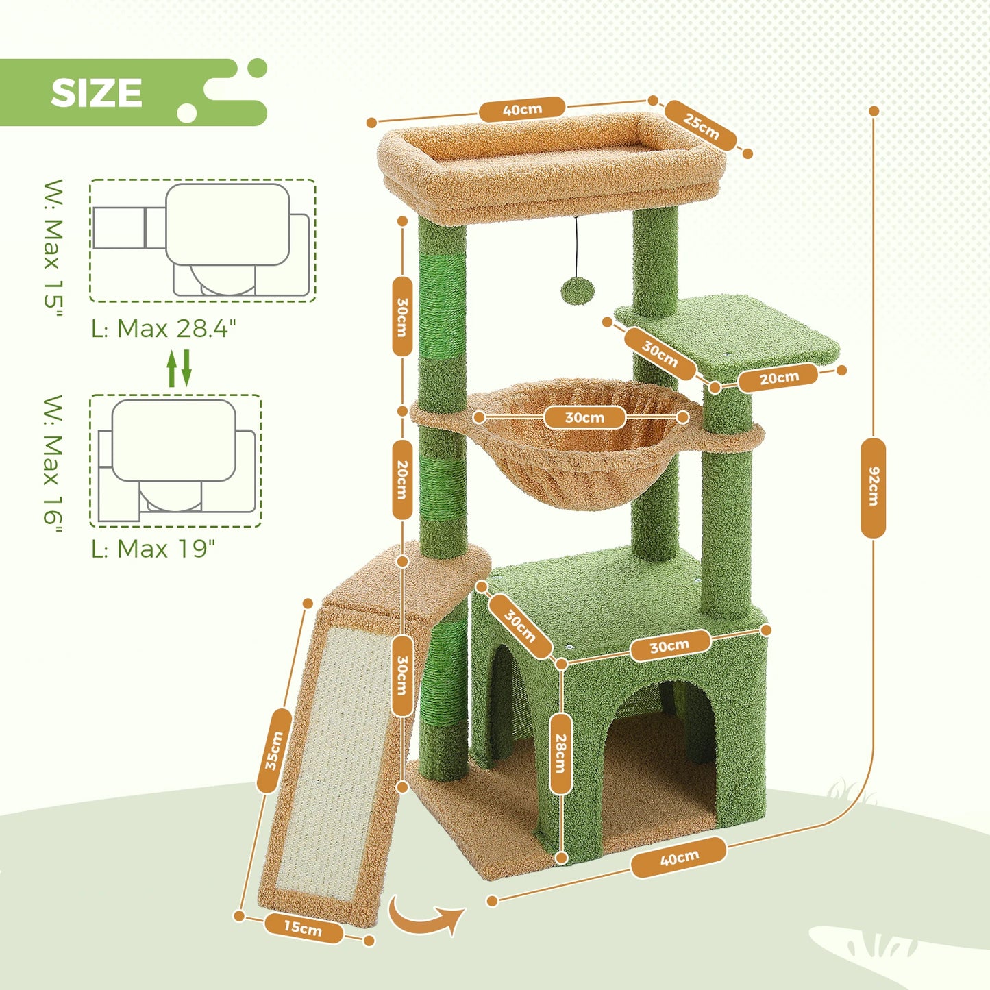 Cat Tree for Indoor Cats - Small Cat Tower with Cozy Condo, Hammock & Scratching Posts