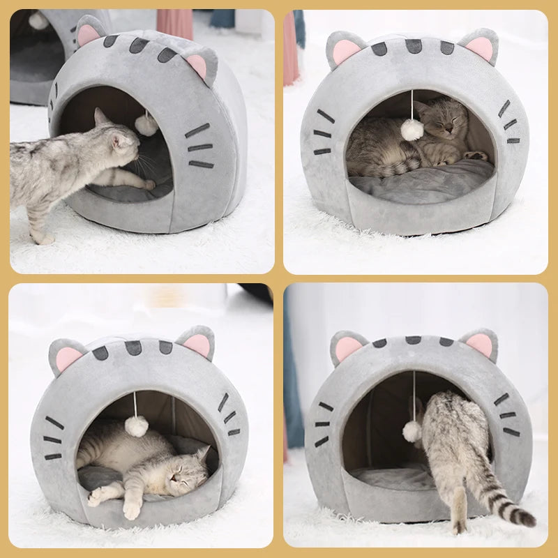 Cozy Super Cat Bed for Cats and Small Dogs - Plush Tent Style Pet House