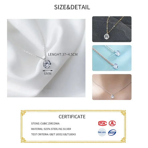INZATT OL Cute Geometric Round Zircon Choker Pendant Necklace