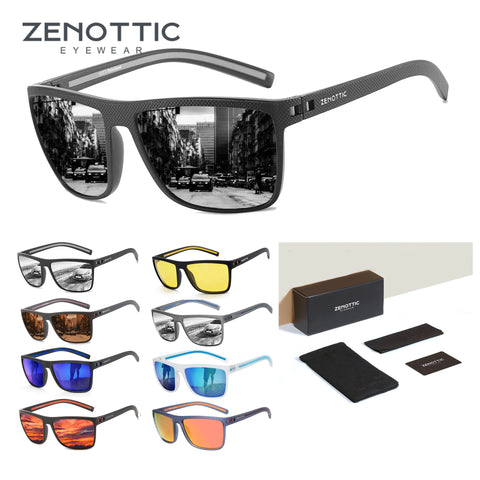 ZENOTTIC Retro Vierkante Gepolariseerde Zonnebril – Ultralichte TR90 UV400 Unisex Zonnebrillen