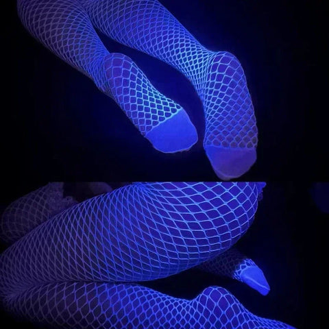 Night Fluorescent Women's Long Socks Fishnet Body Stockings Curve Lingerie