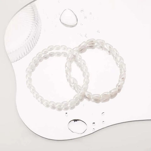 Vintage White Imitation Pearl Beads Choker Necklace for Women - Elegant Double Layer Elastic Short Chain Wedding Jewelry