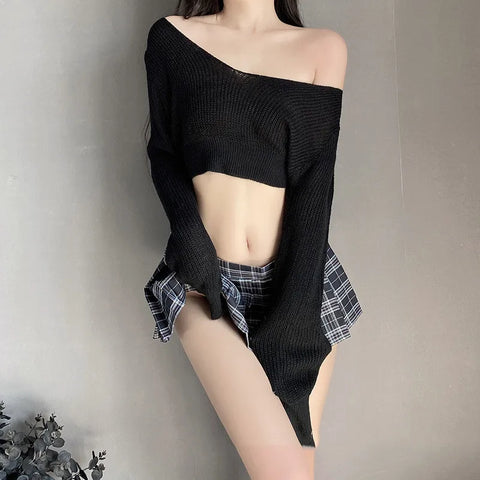 Schoolmeisjesuniform Cosplay Lingerie Set