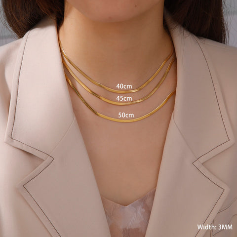Skyrim Stainless Steel Snake Chain Necklace - Gold Herringbone Choker for Men & Women - Trendy Jewelry Gift 2025