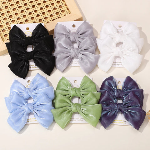 LOVEKIKI 2Pcs Girls Chiffon Hair Clips Cheer Bowknot Hairpin - Stylish and Comfortable Kids Hair Accessories