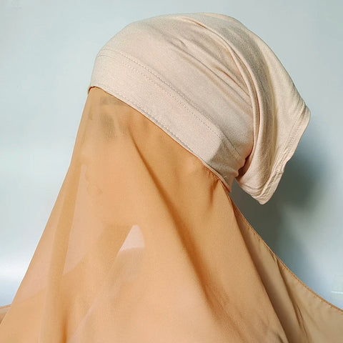 Women Muslim Chiffon Hijab with Cap Bonnet - Instant Scarf Headwrap
