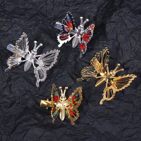 2Pcs/set Metal Will Move Simulation Butterfly Hair Clips for Women and Girls - Chic Duckbill Hairpins and Accessories