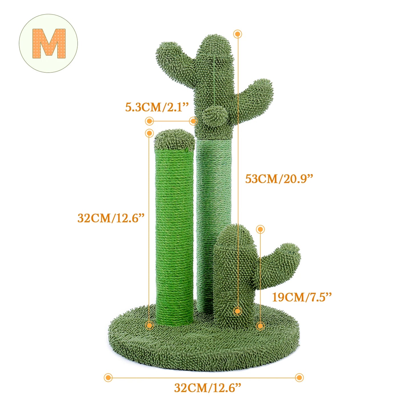 Cactus Cat Scratcher - Interactive Cat Scratching Post with 3 Scratching Poles and Dangling Ball