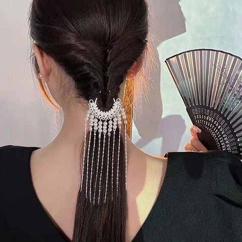 Handmade Pearl Tassel Hair Sticks for Women - Vintage Chinese Style U-Shaped Hairpin
