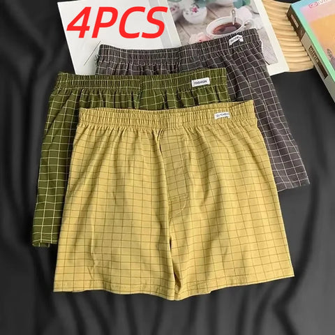 4Pcs Men's Cotton Boxer Shorts - Comfortable Homewear