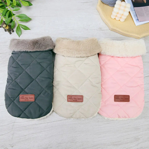 Warm Chihuahua Dog Cat Clothes Winter Fur Collar Small Dogs Puppy Coat Thick Cotton Pet Jacket Outfits for Small Dogs