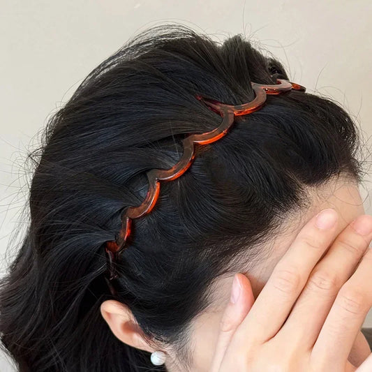2 stuks modieuze golvende hoofdbanden voor vrouwen - effen kleur antislip haarbanden