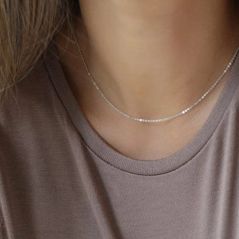 eManco Fine Chain Necklace - Stainless Steel Silver Color Plating for Women
