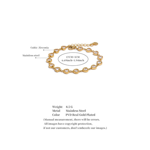 Yhpup Heart Cubic Zirconia Waterproof Bracelet Bangle - Stainless Steel Jewelry for Every Occasion