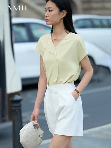 AMII Minimalism Chiffon Shirts & Blouses