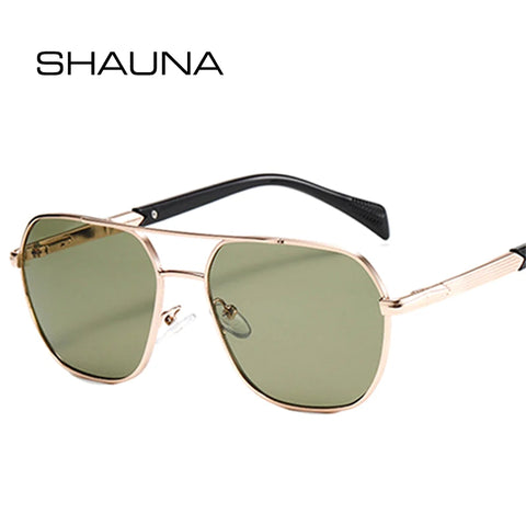 SHAUNA Retro Dubbele Brug Vierkante Zonnebril – Gradiënt UV400 Unisex Buitenzonwering