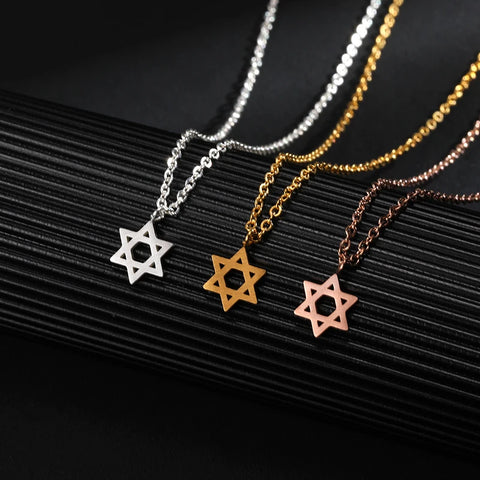 Pentagram Necklaces with Stainless Steel Chain - Star Of David Choker for Women