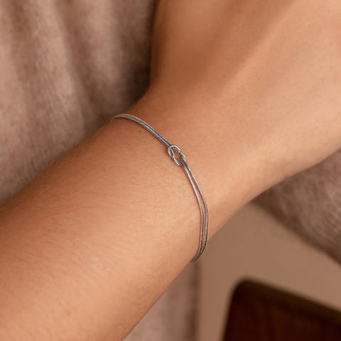 Skyrim Double Snake Chain Love Knot Bracelet - Adjustable Stainless Steel Jewelry for Couples