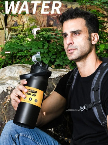304 Stainless Steel Thermos with Straw - 800/1000/1200/1500ML Vacuum Flask for Hot and Cold Drinks