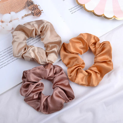 3,9 inch zijden scrunchie voor dames - handgemaakte veelkleurige haarband paardenstaarthouder 