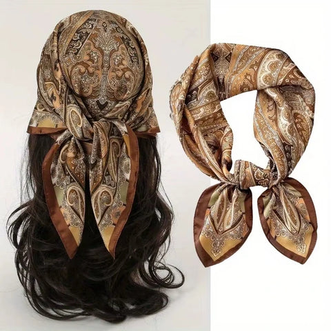 2025 New Fashion 70X70cm Printed Women's Pashmina Silk Scarf
