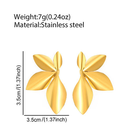 Elegant Stainless Steel Flower Petal Earrings - High-End Fashion Jewelry for Women