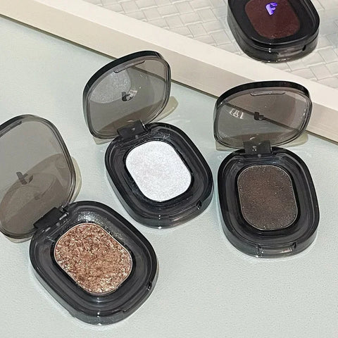 Glitter Punk Smoky Black Eyeshadow Palette - Metallic Dark Silver & Pearl Brown Shades