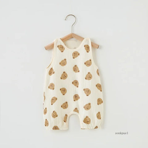 Zomer Baby Meisjes Romper Cartoon Beer Jumpsuit 