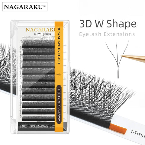NAGARAKU 3D W Shape Natural Soft Light Hand Woven Fans Automatic Flower False Eyelashes Extensions