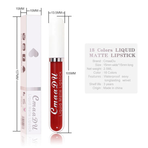 Long Lasting Velvet Matte Lip Gloss - Rose Liquid Lipstick for Women - 18 Stunning Colors