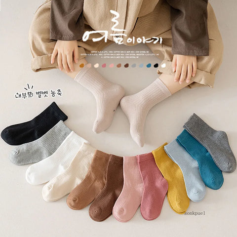Cute Morandi Color Kids Socks for Autumn & Winter